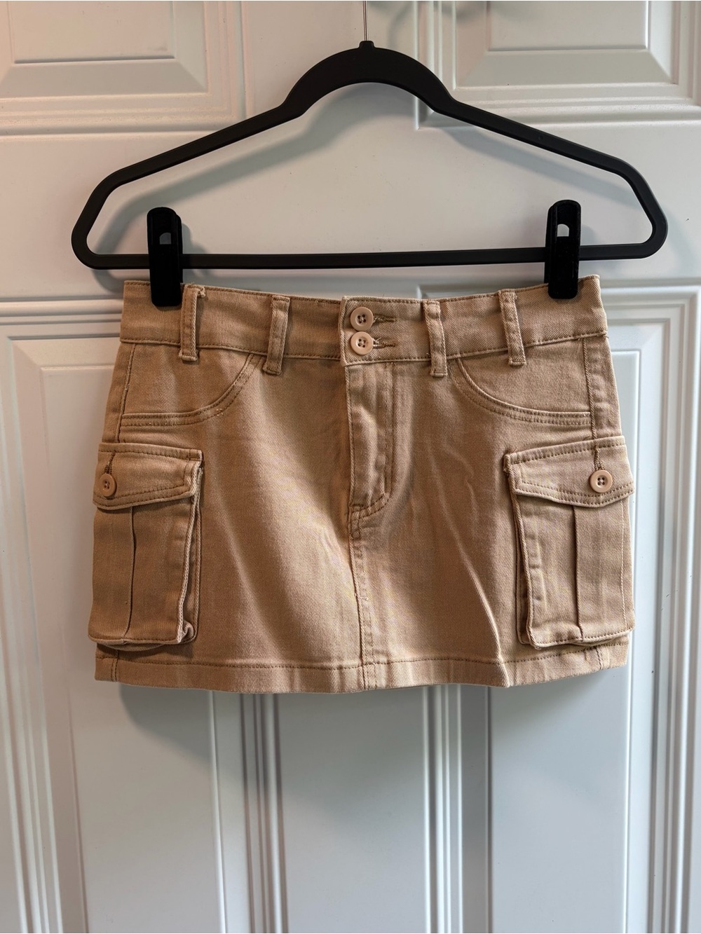 Tan Cargo Mini Skirt